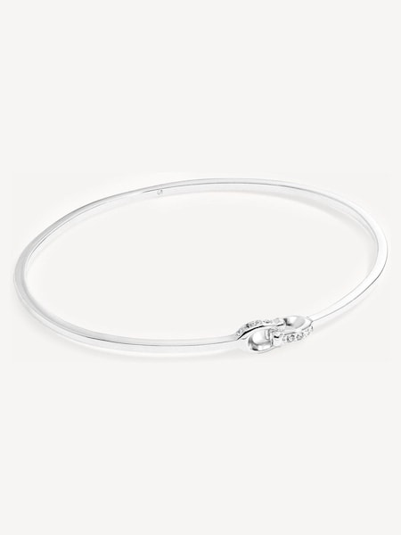 Silver Tone Signature Interlock Bangle Bracelet (AN7861) | £75