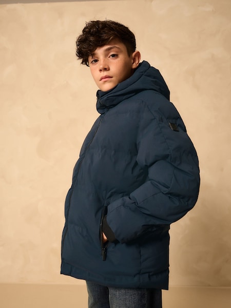 Navy Shower Resistant Microfleece Lined Padded Coat (3-17yrs) (AP8462) | £30 - £40