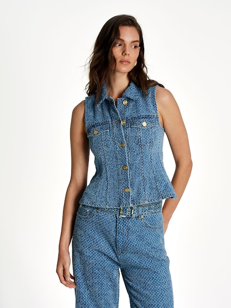Blue Fluffy Denim Fitted Top (AP9543) | £285