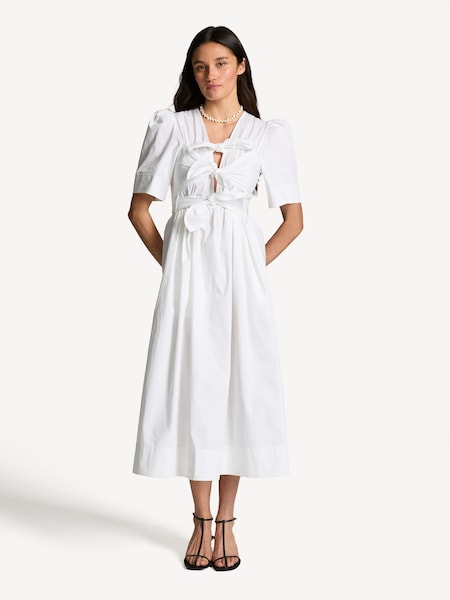 White Washed Stretch Tie Strap Midi Dress (AP9546) | £245
