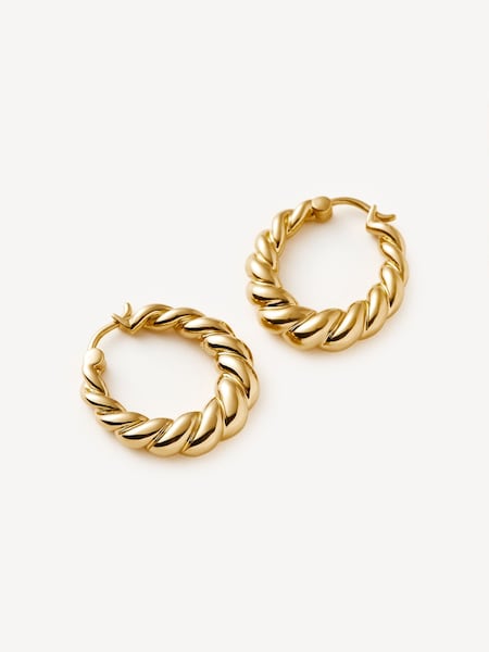 Gold Tone Twisted Tidal Small Hoop Earrings (AR2712) | £110