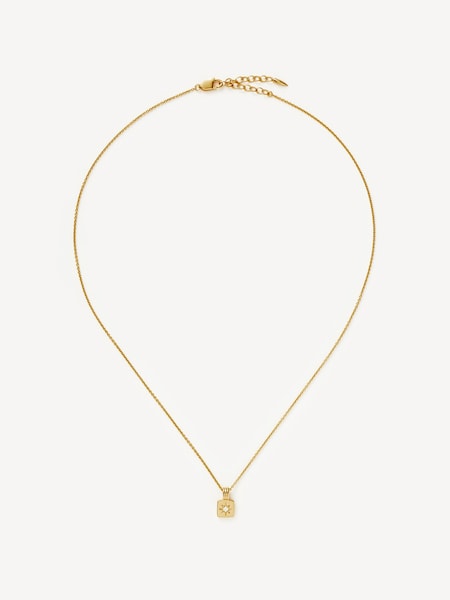 Gold (Metal) Tone Engravable Star Ridge Pendant Necklace (AR2713) | £90