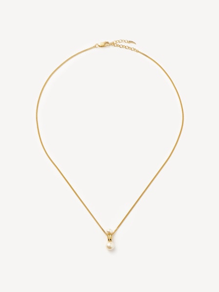 Gold Tone Pearl Ridge Pendant Chain Necklace (AR2724) | £165