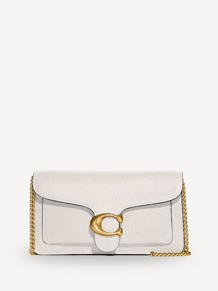 Cream Polished Pebble Leather Tabby Chain Clutch (AR6448) | £325