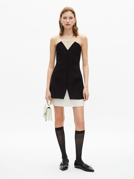 Black Short Bustier Buttoned Front Dress (AR6723) | £295