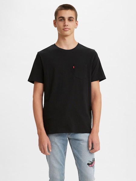 Black 100% Cotton Short Sleeve Classic Pocket T-Shirt (AT0186) | £25