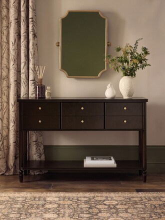 Black Margot Storage Oak Veneer Console Table