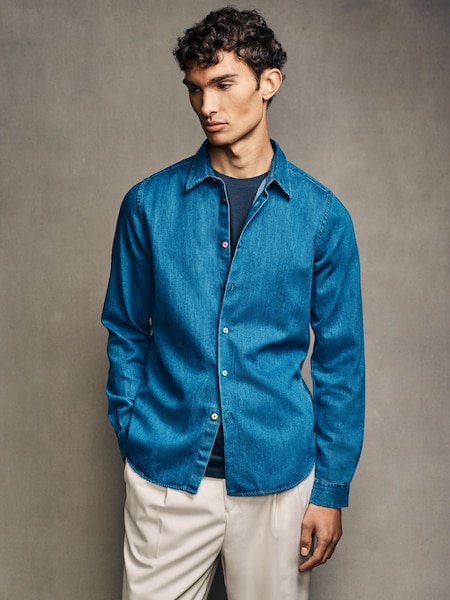 Blue Mid Wash Denim Shirt (AT3122) | £145