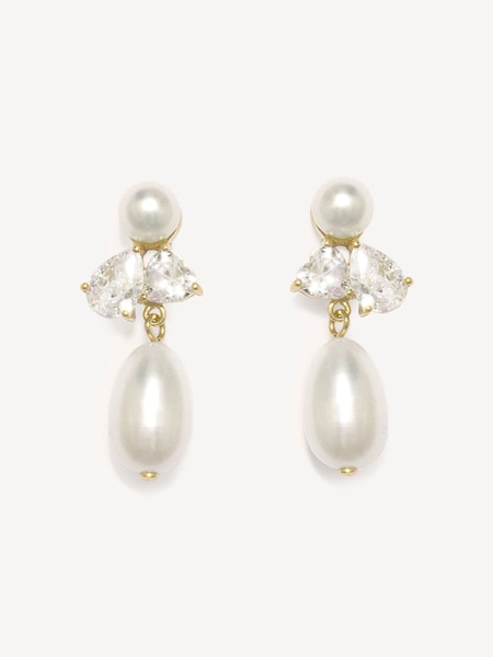 Gold Plated Infinity's Reversal 18ct Pearl Drop Earrings (AT3139) | £195