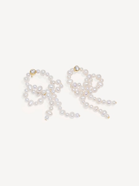 Gold Tone Loop-The-Loop Pearl Earrings (AT3145) | £225