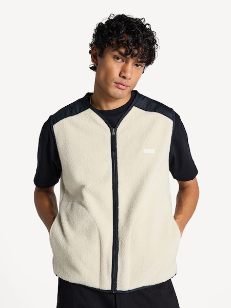 White Nate Embroidered Fleece Gilet (AT6117) | £235
