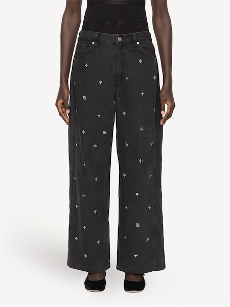 Black Bala Beaded Denim Jeans (AT8065) | £440