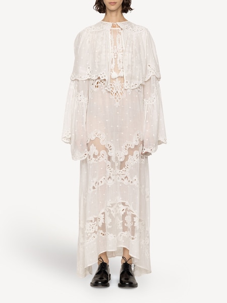 White Vale Lace Caplet Tie Dress (AT8076) | £835