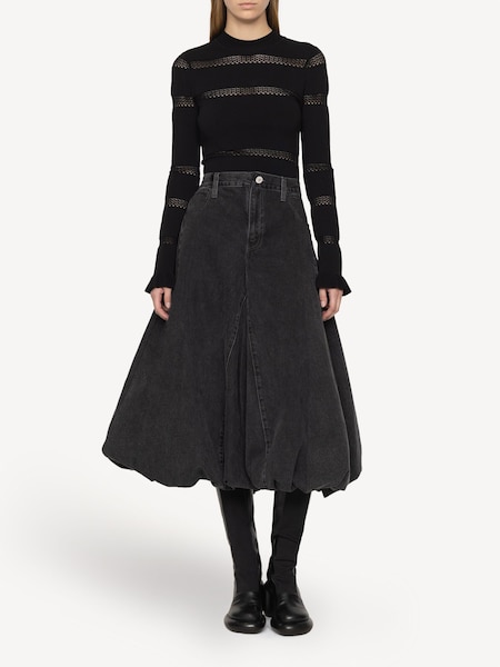 Black Elle Denim Bubble Skirt (AT8077) | £360