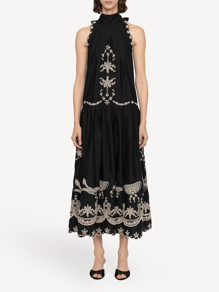 Black Kingsley Embroidery Tank Dress (AT8078) | £550