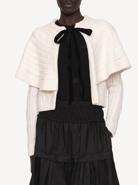 White Caleb Cable Knit Tie Front Cardigan (AT8079) | £475