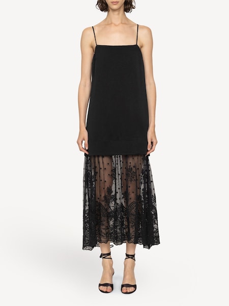 Black Noa Satin Slip Dress Skirt (AT8080) | £530