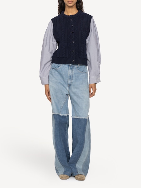 Blue Caleb Cable Knit Combo Sweater (AT8081) | £405