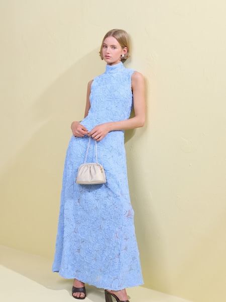 Blue Flower Mesh Maxi Dress (AT8121) | £335