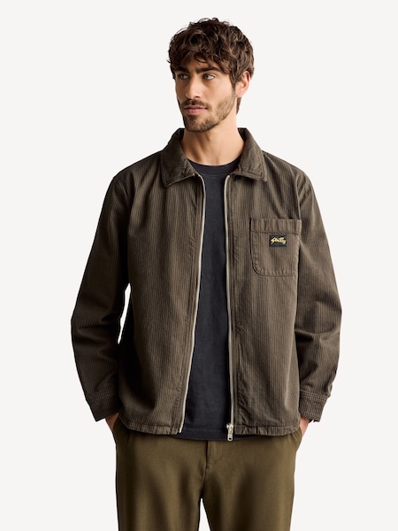 Grey Zip Through Striped Overshirt (AT8279) | £150