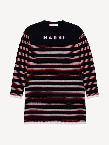 Stripe Long Sleeve Logo Black Dress (AU1685) | £245
