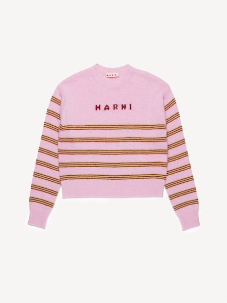 Pink Stripe Long Sleeve Logo Knitted Jumper (AU1693) | £187