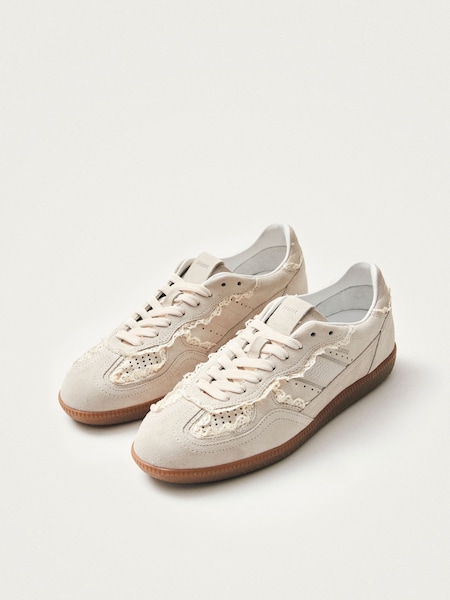 Cream Crochet Leather Trainers (AU7902) | £150