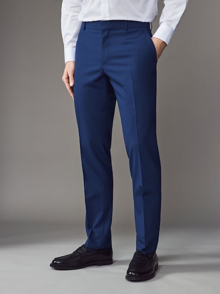 Blue Slim Fit Wool Trousers (AV3113) | £149