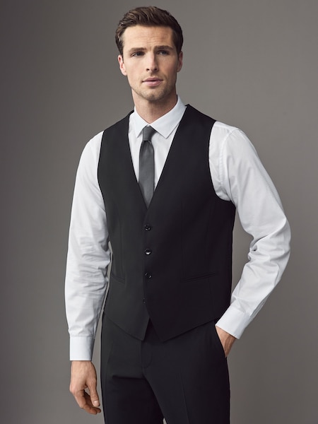 Black Slim-Fit Wool Waistcoat (AV3114) | £159
