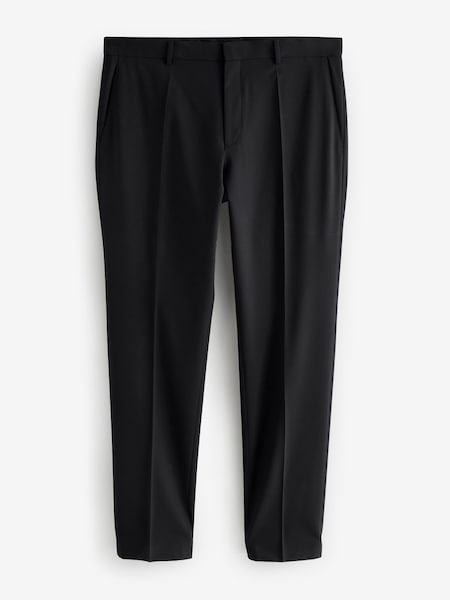 Black Regular Fit Wool Tuxedo Trousers (AV3132) | £149
