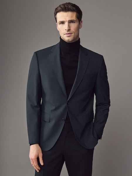 Blue Grey Regular Fit Cotton Suit Jacket (AV3565) | £349