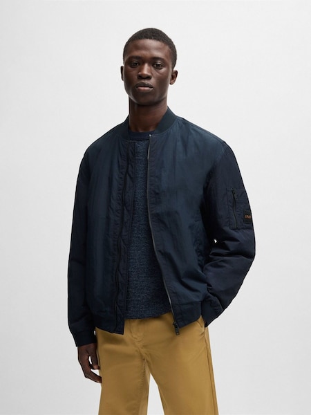 Blue Logo Badge Water-Repellent Bomber Jacket (AV3973) | £130