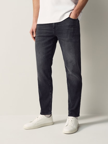 Black Tapered Fit Comfort Stretch Denim Jeans (AV4274) | £119