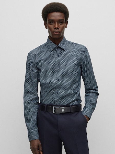 Black Brushed Metal Leather Belt (AV5440) | £69