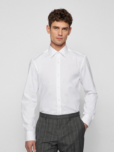White Slim Fit Stretch Poplin Shirt (AV5490) | £89