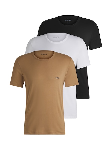 Brown/White/Black Classic Crew Neck T-Shirts 3 Pack (AV6468) | £45