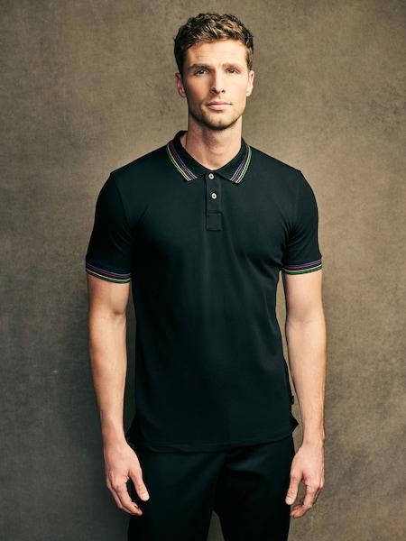 Zebra Print Logo Black Polo Shirt (AV7841) | £95