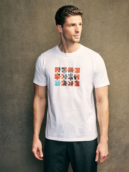 Jigsaw Design Graphic White T-Shrit (AV7859) | £37