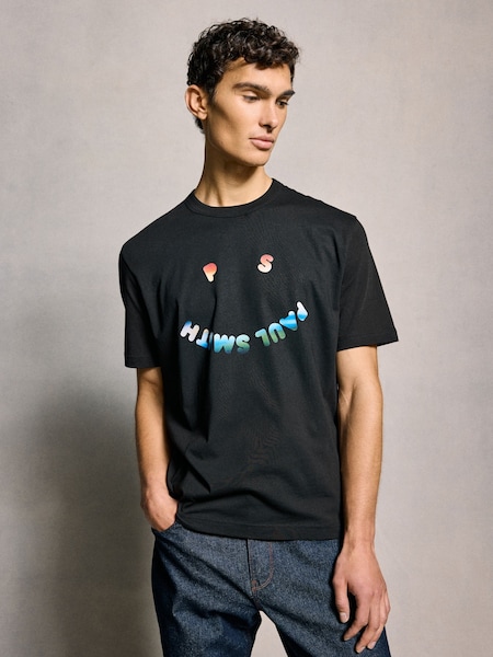Smiley Face Graphic Black T-Shirt (AV7865) | £70
