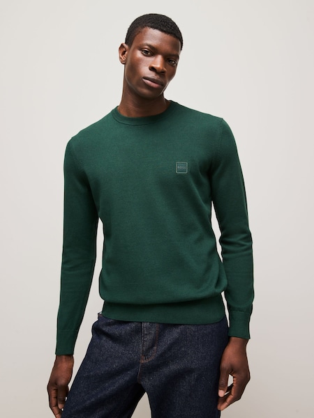 Green Regular Fit Logo Patch Jumper with Cashmere (AV8726) | £119