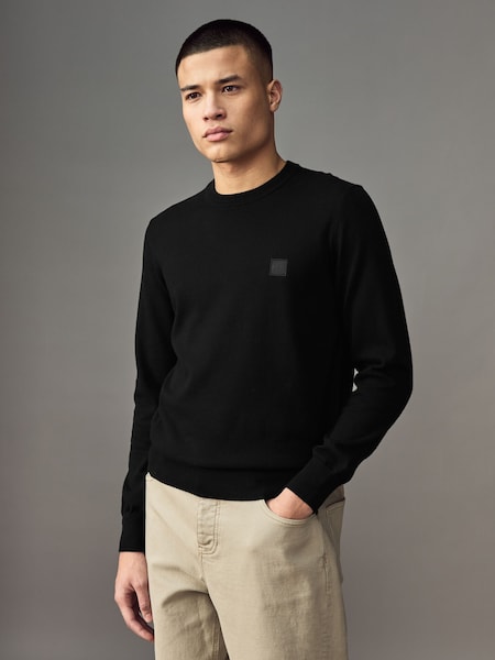 Black Regular Fit Logo Patch Jumper with Cashmere (AV8729) | £119