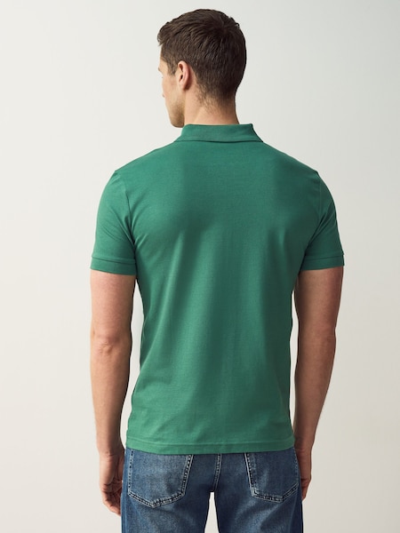 Green Slim Fit Passenger Logo Patch Pique Polo Shirt (AV9141) | £39