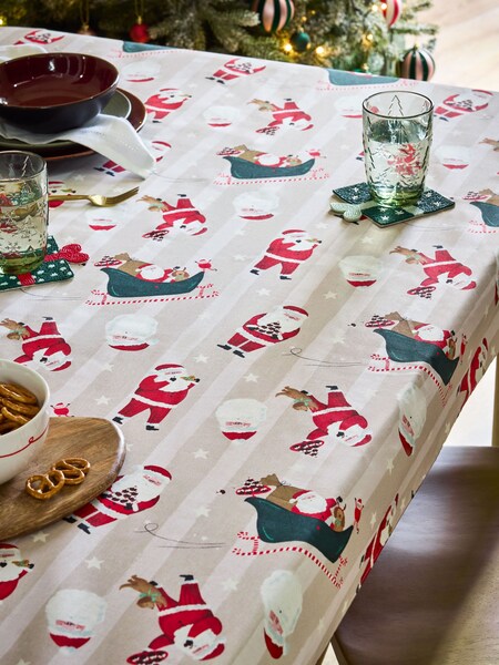 Red Christmas Santa Wipe Clean Tablecloth (AW2245) | £24 - £32
