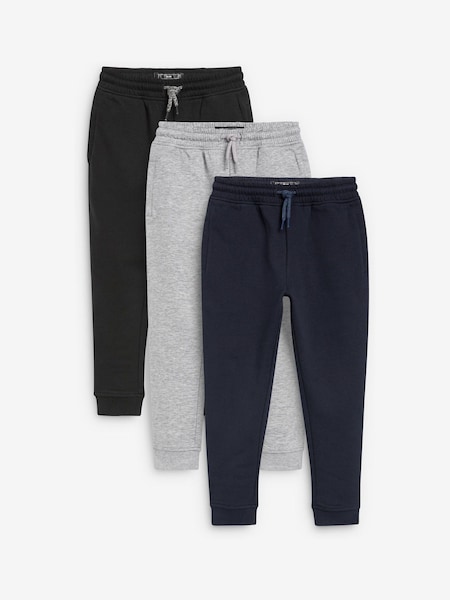 Black/Grey/Charcoal Slim Fit Joggers 3 Pack (3-16yrs) (AW4698) | £21 - £35