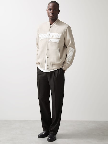 Oatmeal Melange Track McLaren F1 Team Brushed Bomber Jacket (AW6604) | £398