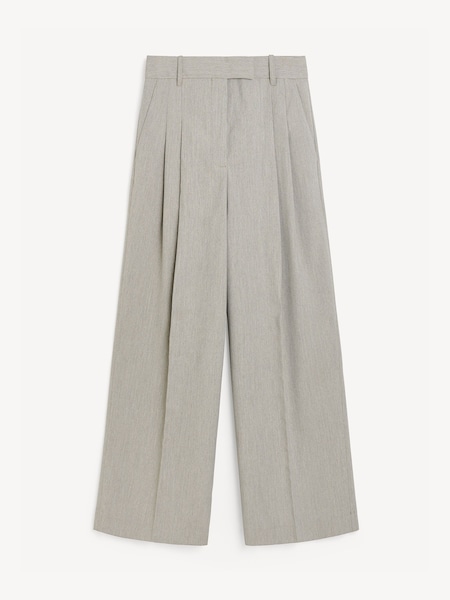 Grey Cymbaria Pleat Front Wide Leg Trousers (AY2413) | £290