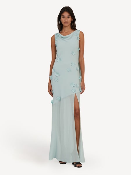 Blue Maxi Waterfall Dress (AY2749) | £320