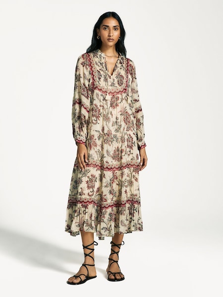 Pink Cassandra Print Long Sleeve Dress (AY2872) | £435