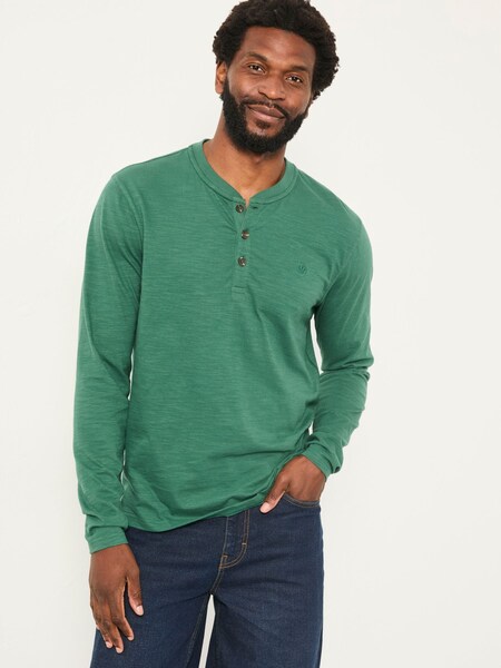 FatFace Henley Emerald Green Long Sleeve Woodside Slub (AY3055) | £29.50