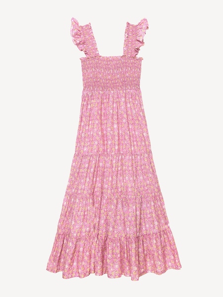 Pink Kendall Polka Dot Tiered Midi Dress (AY3129) | £185